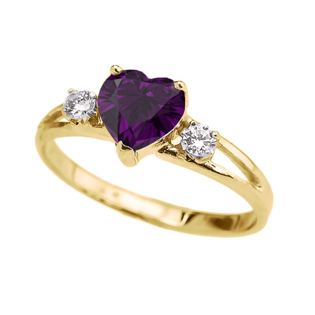 Gold Birthstone Heart Proposal/Promise Ring(Available In Yellow/Rose/White Gold)