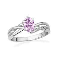 .925 Sterling Silver Custom Oval Birthstone Infinity Rope Band Ring