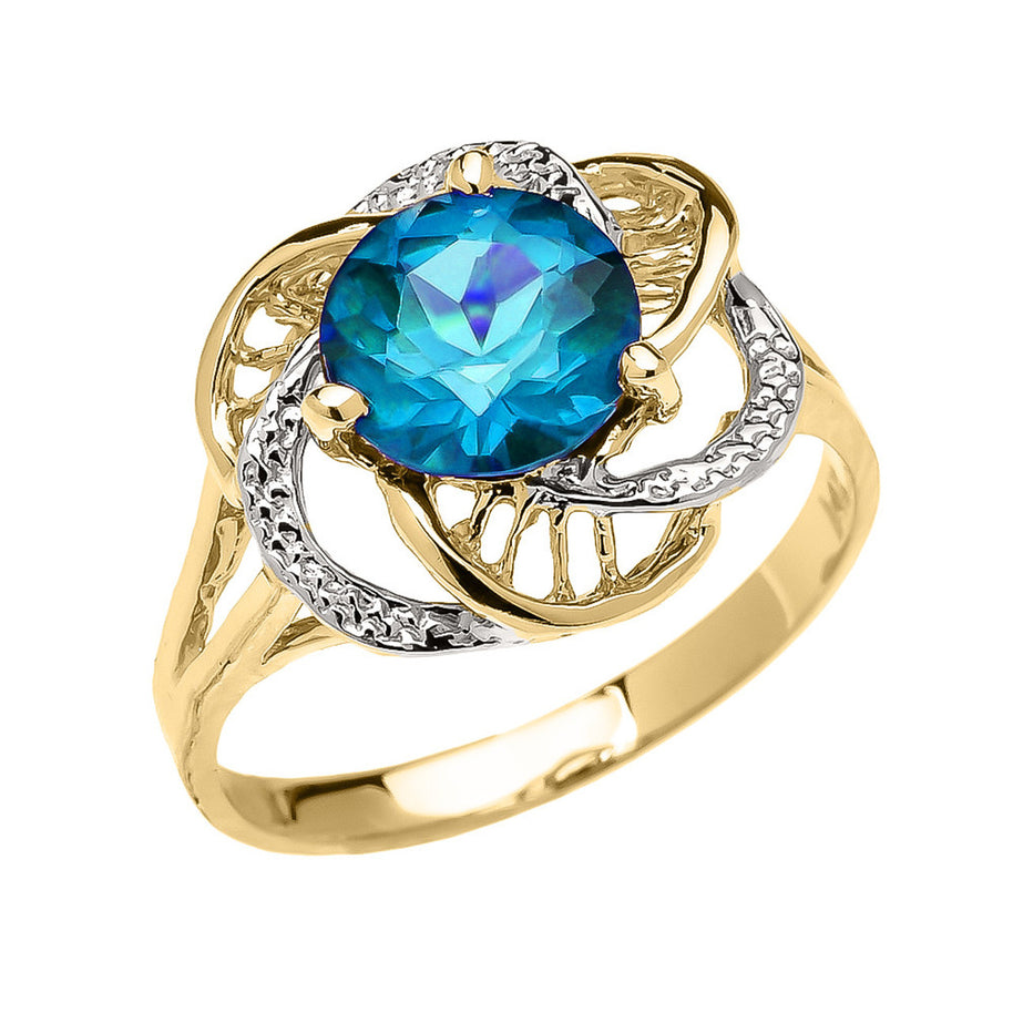 Gold Personalized Lab Created Birthstone Statement Ring (Available in Yellow/Rose/White Gold)