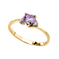 Dainty Gold CZ Heart Birthstone And CZ Promise Ring(Available In Yellow/Rose/White Gold)