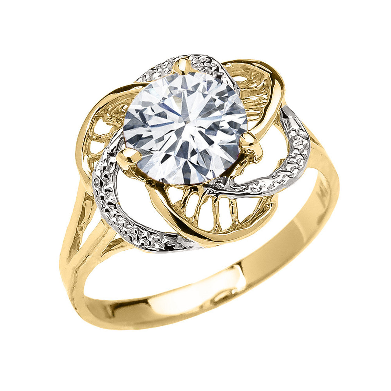 Gold Personalized Lab Created Birthstone Statement Ring (Available in Yellow/Rose/White Gold)