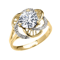 Gold Personalized Lab Created Birthstone Statement Ring (Available in Yellow/Rose/White Gold)