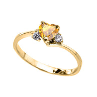 Dainty Gold CZ Heart Birthstone And CZ Promise Ring(Available In Yellow/Rose/White Gold)