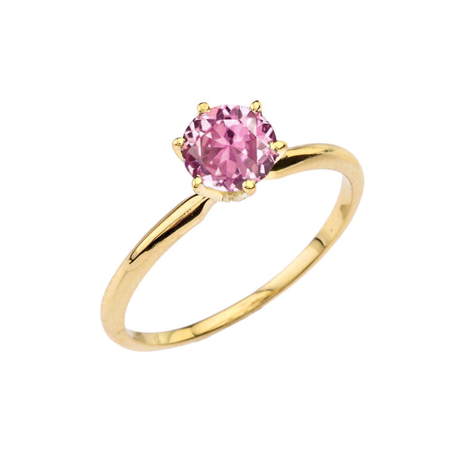 Gold CZ Dainty Solitaire Engagement Ring(Available in Yellow/Rose/White Gold)