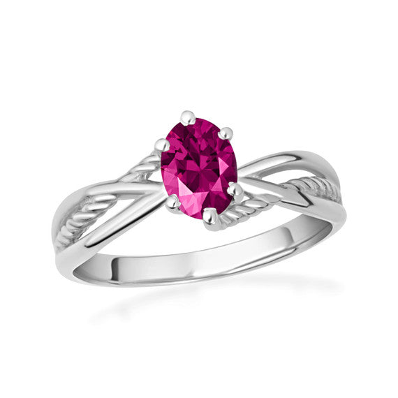 .925 Sterling Silver Custom Oval Birthstone Infinity Rope Band Ring