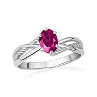 .925 Sterling Silver Custom Oval Birthstone Infinity Rope Band Ring