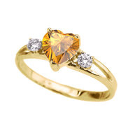 Yellow Gold (LCS) Sapphire Heart Proposal/Promise Ring