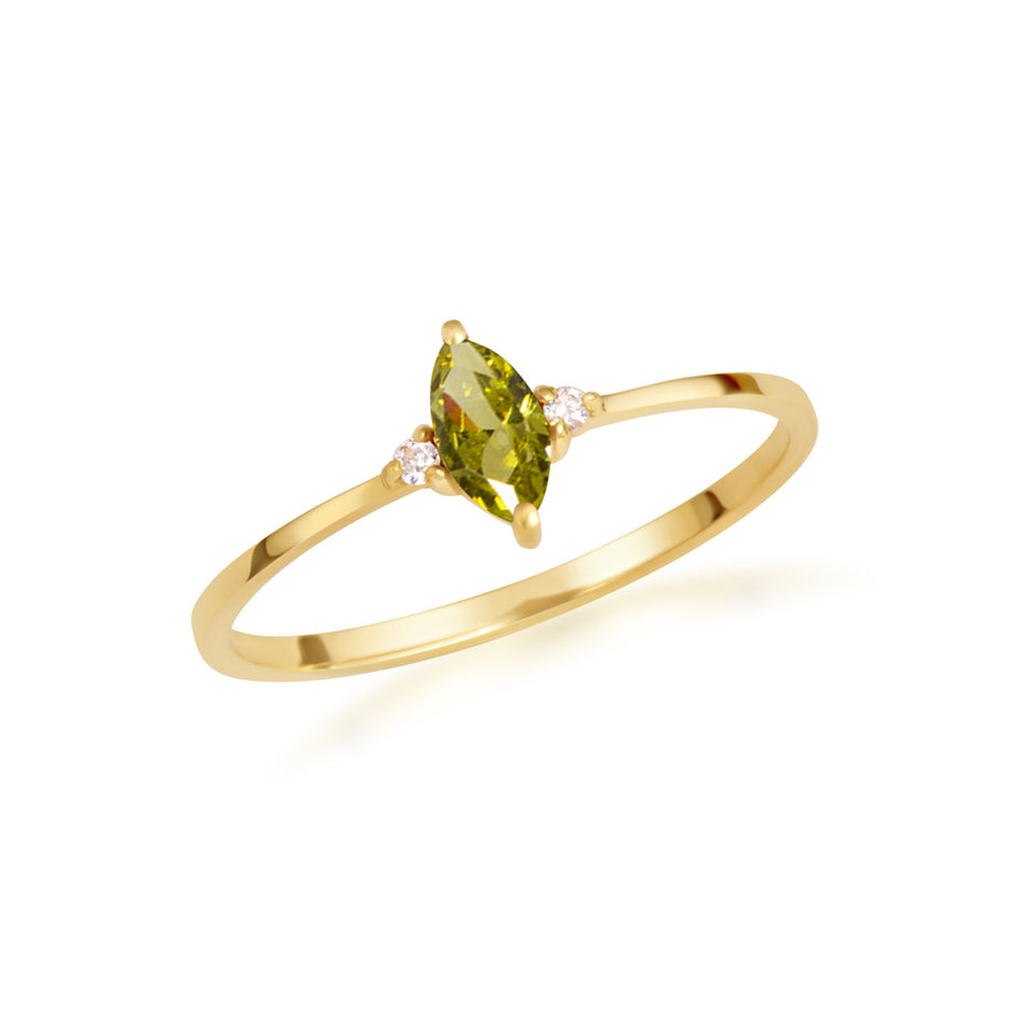 Gold Personalized Marquise Cut Birthstone Ring