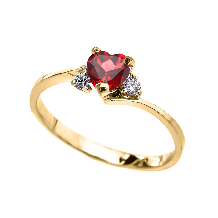 Dainty Gold CZ Heart Birthstone And CZ Promise Ring(Available In Yellow/Rose/White Gold)