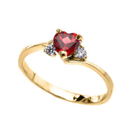 Dainty Gold CZ Heart Birthstone And CZ Promise Ring(Available In Yellow/Rose/White Gold)