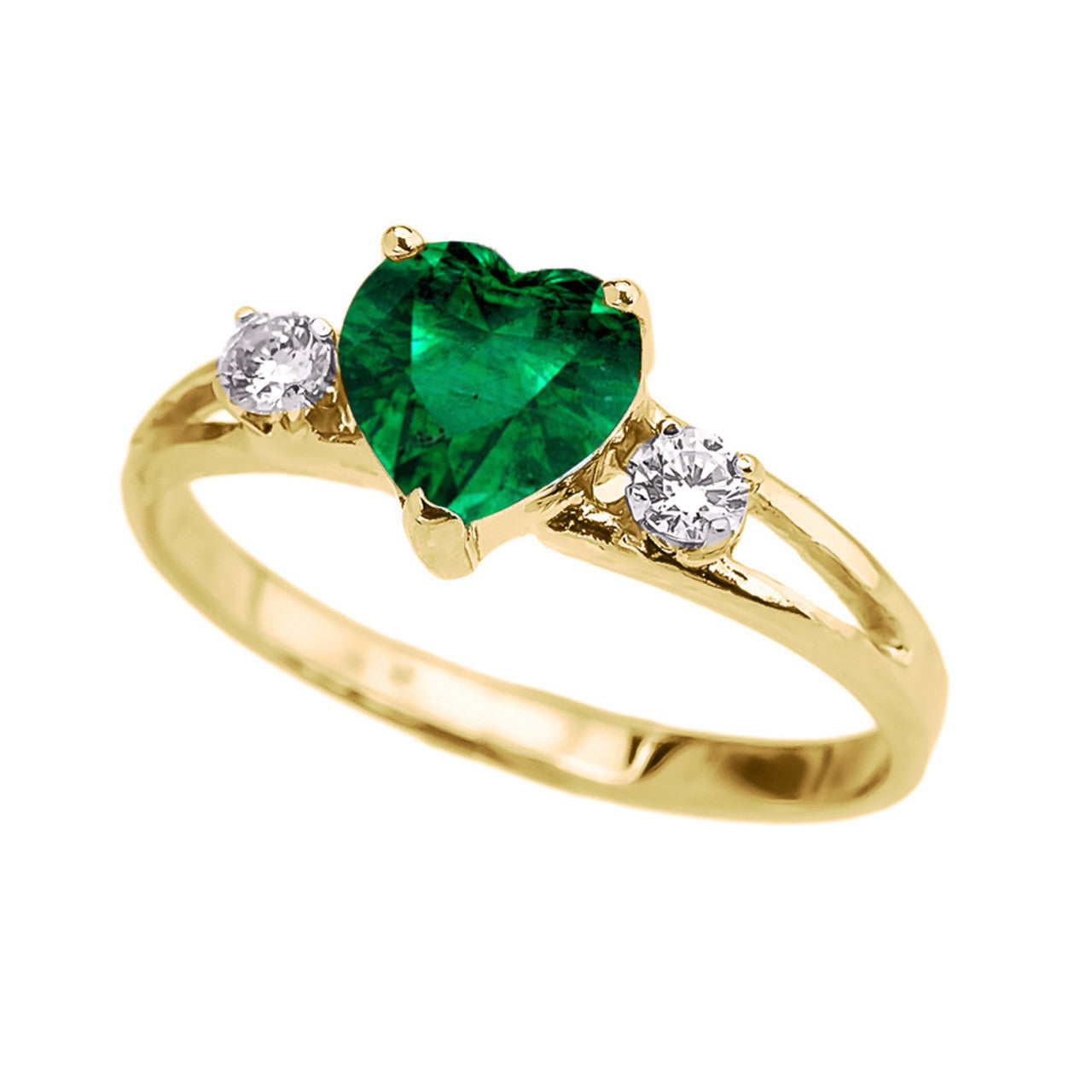 Yellow Gold (LCS) Sapphire Heart Proposal/Promise Ring