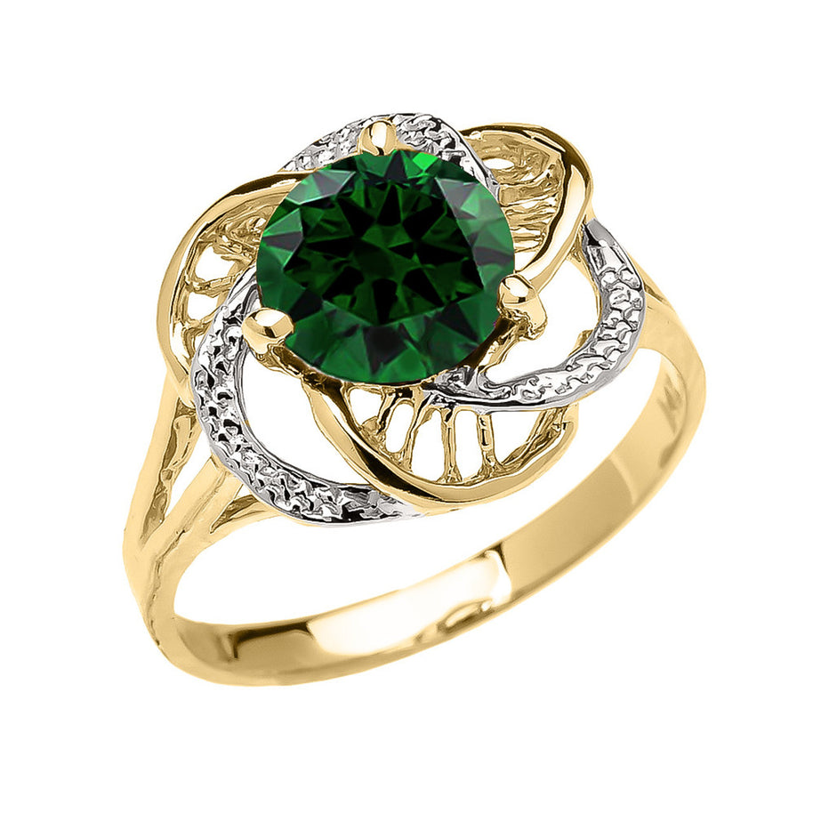 Gold Personalized Lab Created Birthstone Statement Ring (Available in Yellow/Rose/White Gold)