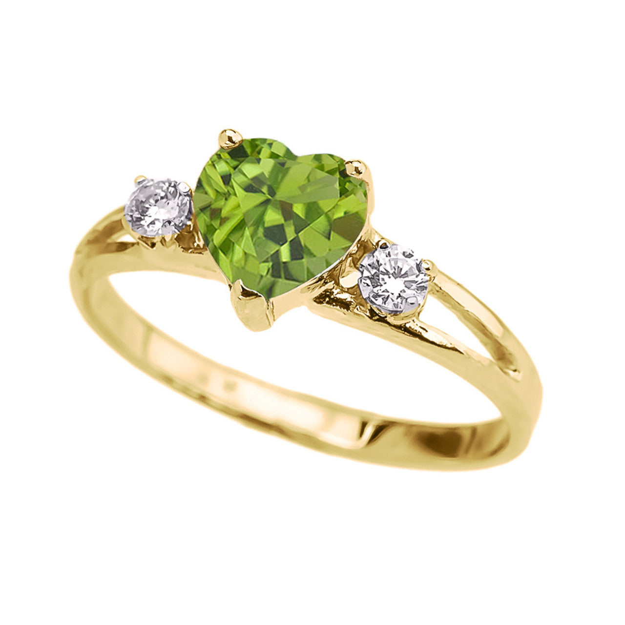 Yellow Gold (LCS) Sapphire Heart Proposal/Promise Ring