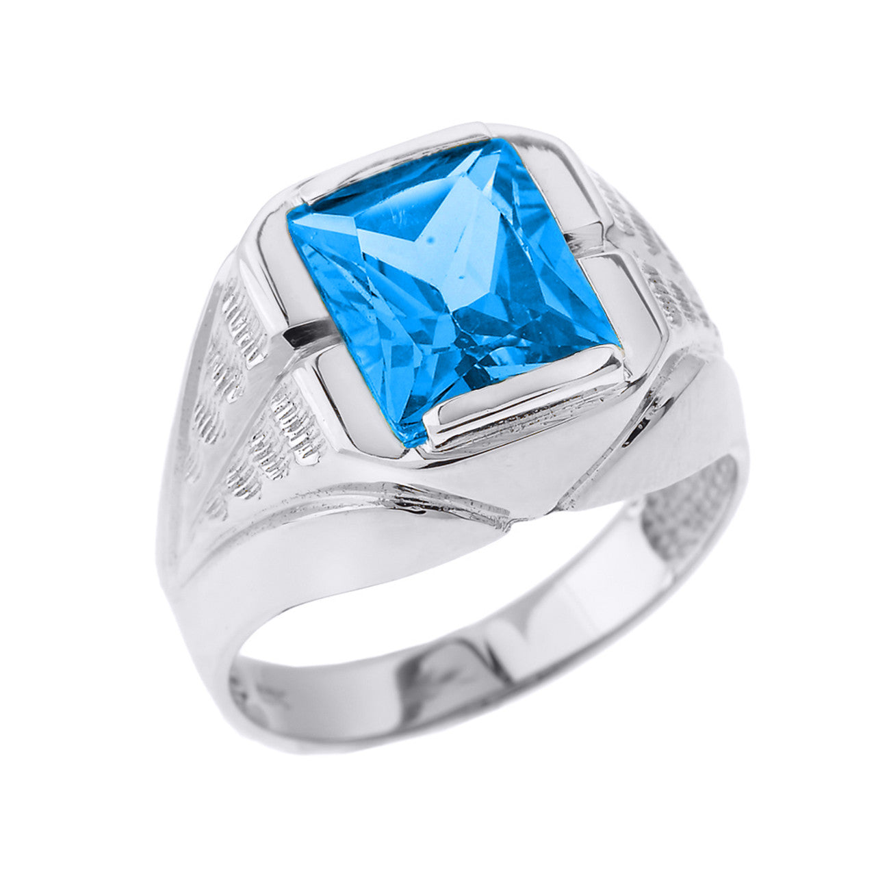 Sterling Silver Personalized Gemstone Men's Ring