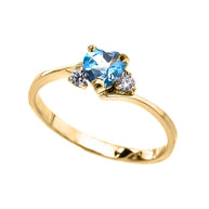 Dainty Gold CZ Heart Birthstone And CZ Promise Ring(Available In Yellow/Rose/White Gold)