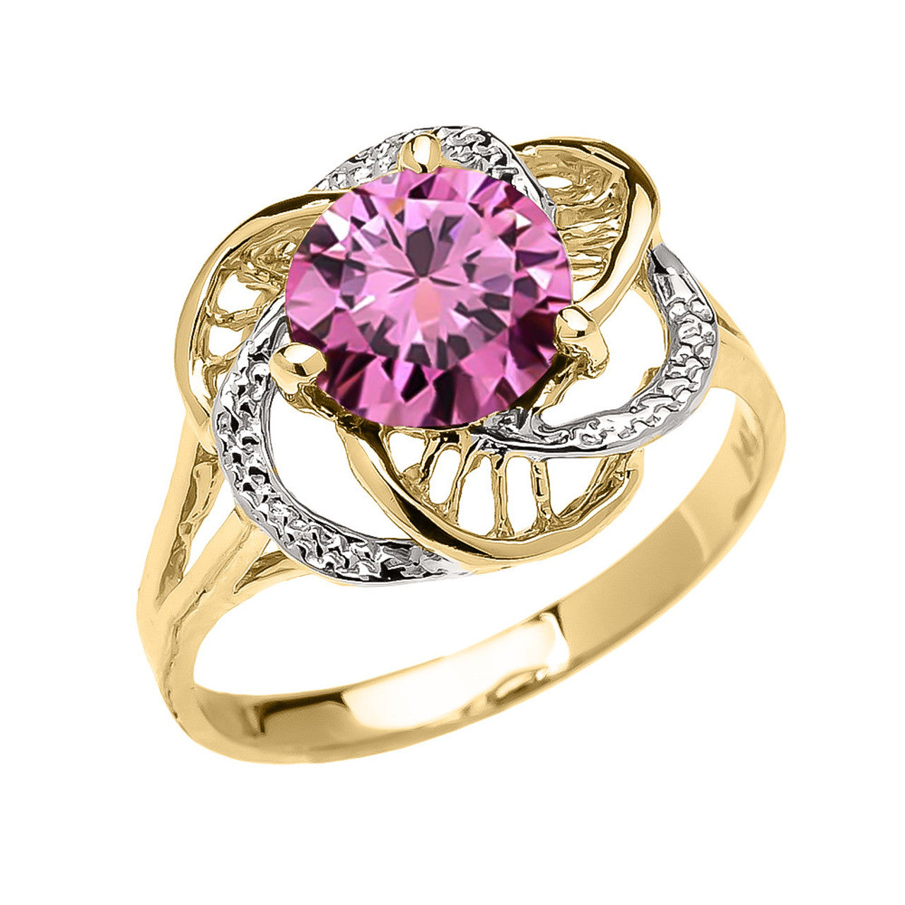 Gold Personalized Lab Created Birthstone Statement Ring (Available in Yellow/Rose/White Gold)