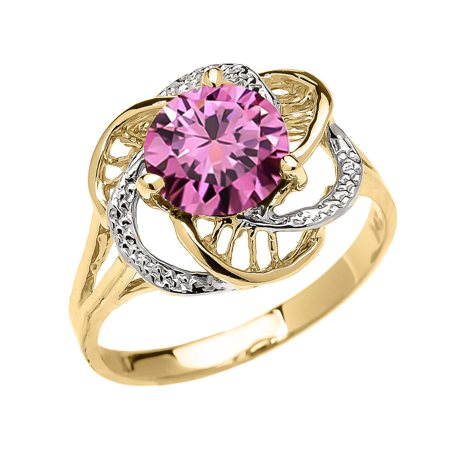 Gold Personalized Lab Created Birthstone Statement Ring (Available in Yellow/Rose/White Gold)