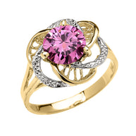 Gold Personalized Lab Created Birthstone Statement Ring (Available in Yellow/Rose/White Gold)