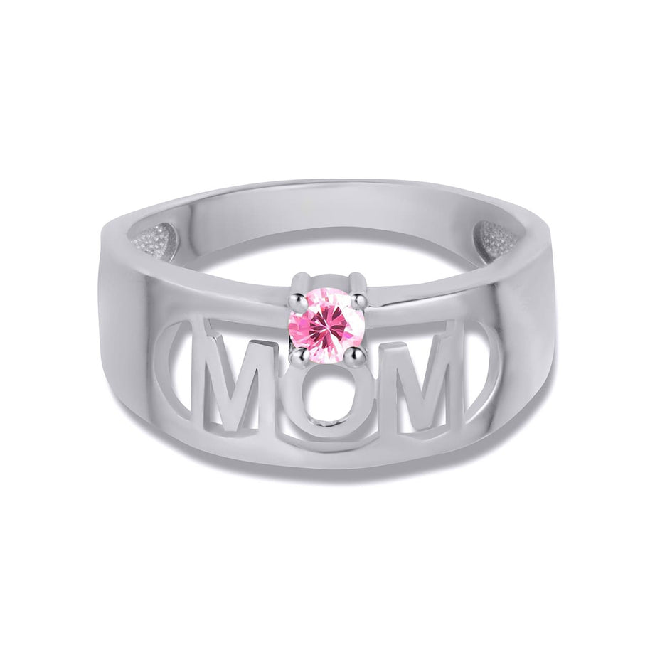 .925 Sterling Silver Custom Birthstone Mom Band Ring