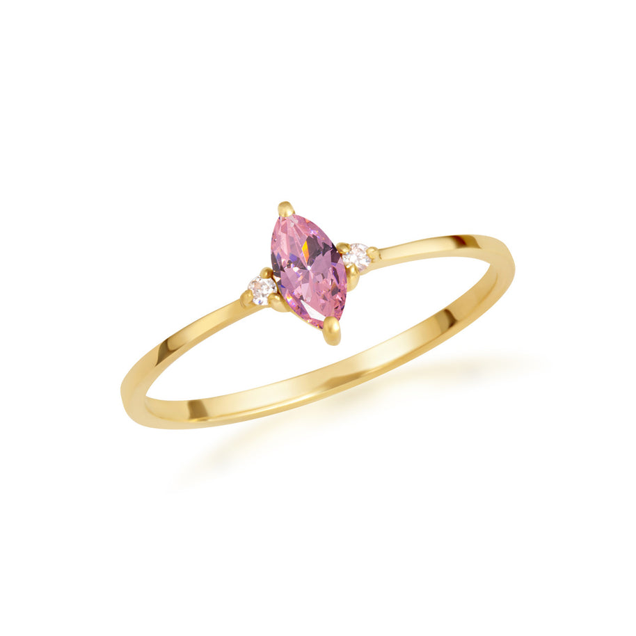 Gold Personalized Marquise Cut Birthstone Ring