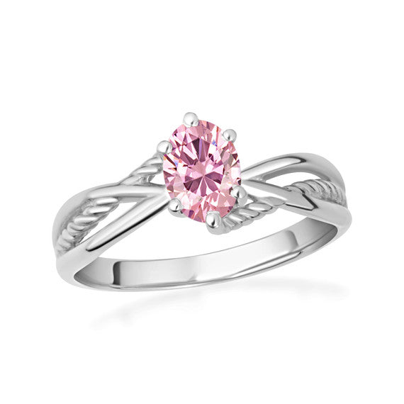 .925 Sterling Silver Custom Oval Birthstone Infinity Rope Band Ring