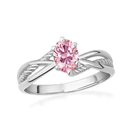 .925 Sterling Silver Custom Oval Birthstone Infinity Rope Band Ring