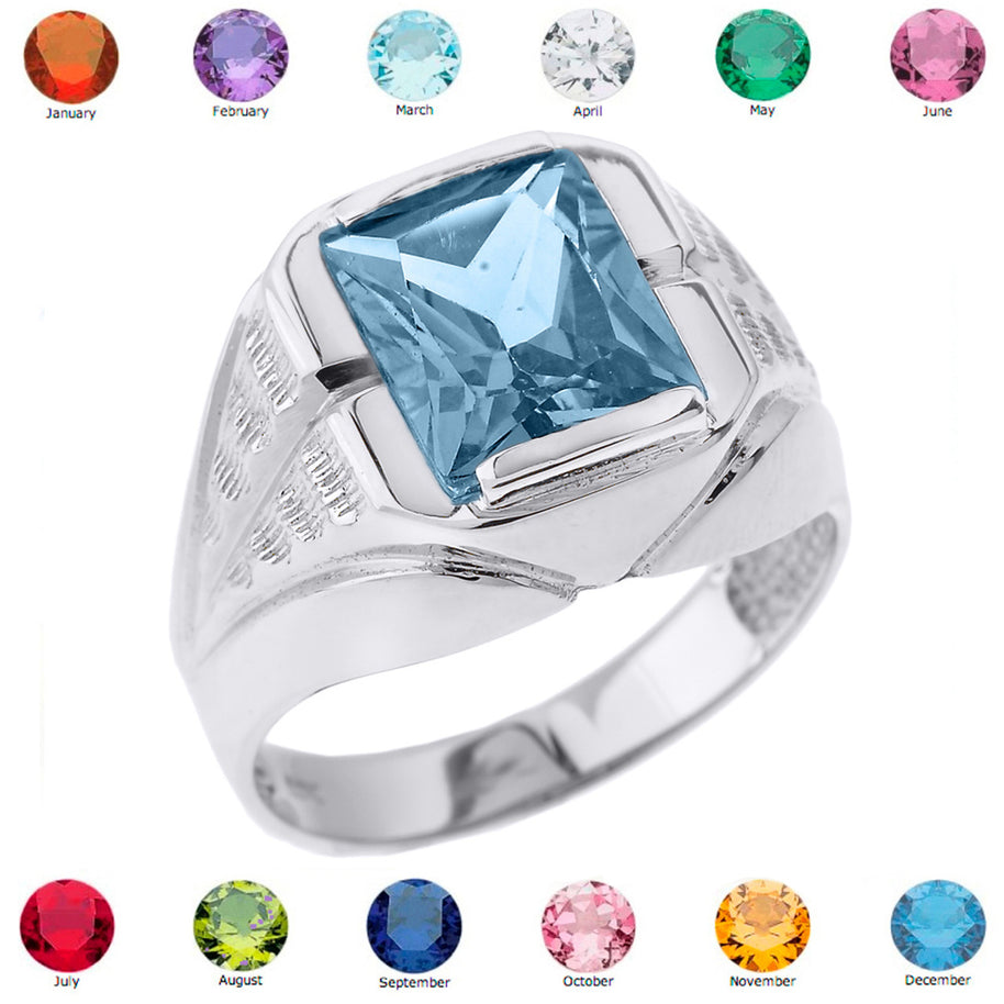 Sterling Silver Personalized Gemstone Men's Ring