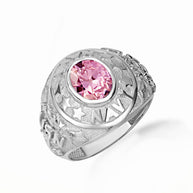 .925 Sterling Silver United States Navy Cubic Zirconia Birthstone Officially Licensed Men's Ring