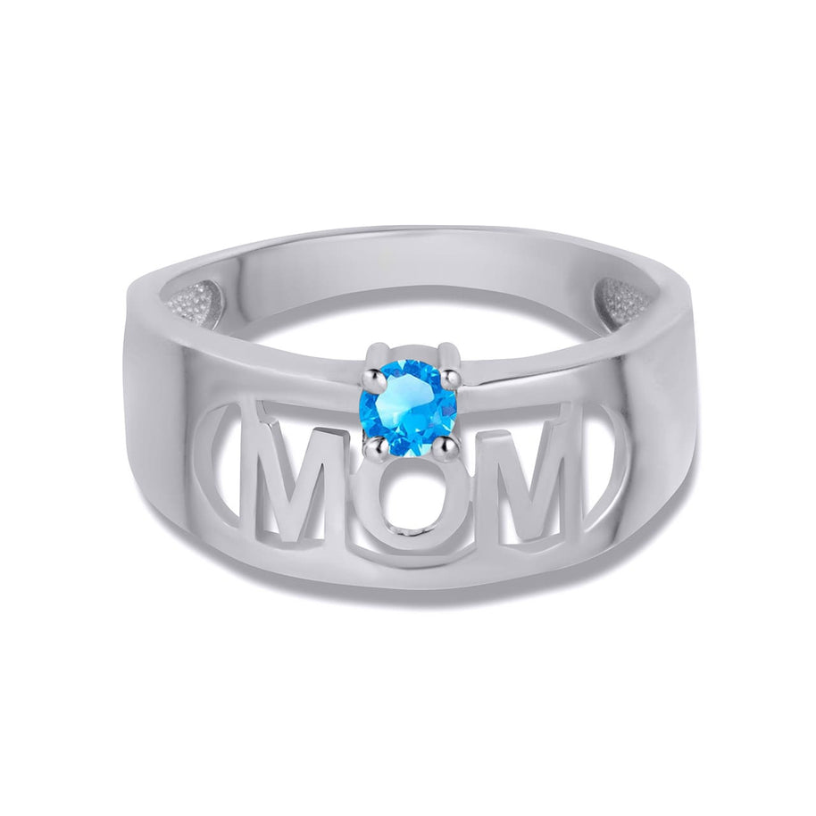 .925 Sterling Silver Custom Birthstone Mom Band Ring