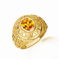 Gold United States Navy Cubic Zirconia Birthstone Officially Licensed Men's Ring (Available in Yellow/Rose/White Gold)