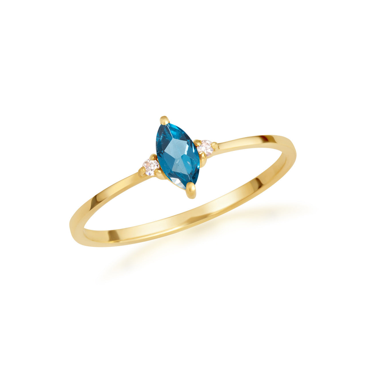 Gold Personalized Marquise Cut Birthstone Ring