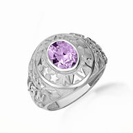 .925 Sterling Silver United States Navy Cubic Zirconia Birthstone Officially Licensed Men's Ring