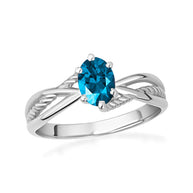 .925 Sterling Silver Custom Oval Birthstone Infinity Rope Band Ring