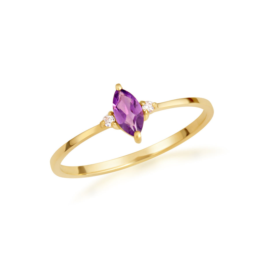 Gold Personalized Marquise Cut Birthstone Ring