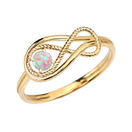 Gold Infinity Love Knot Opal Birthstone Rope Ring (Available in Yellow/Rose/White Gold)