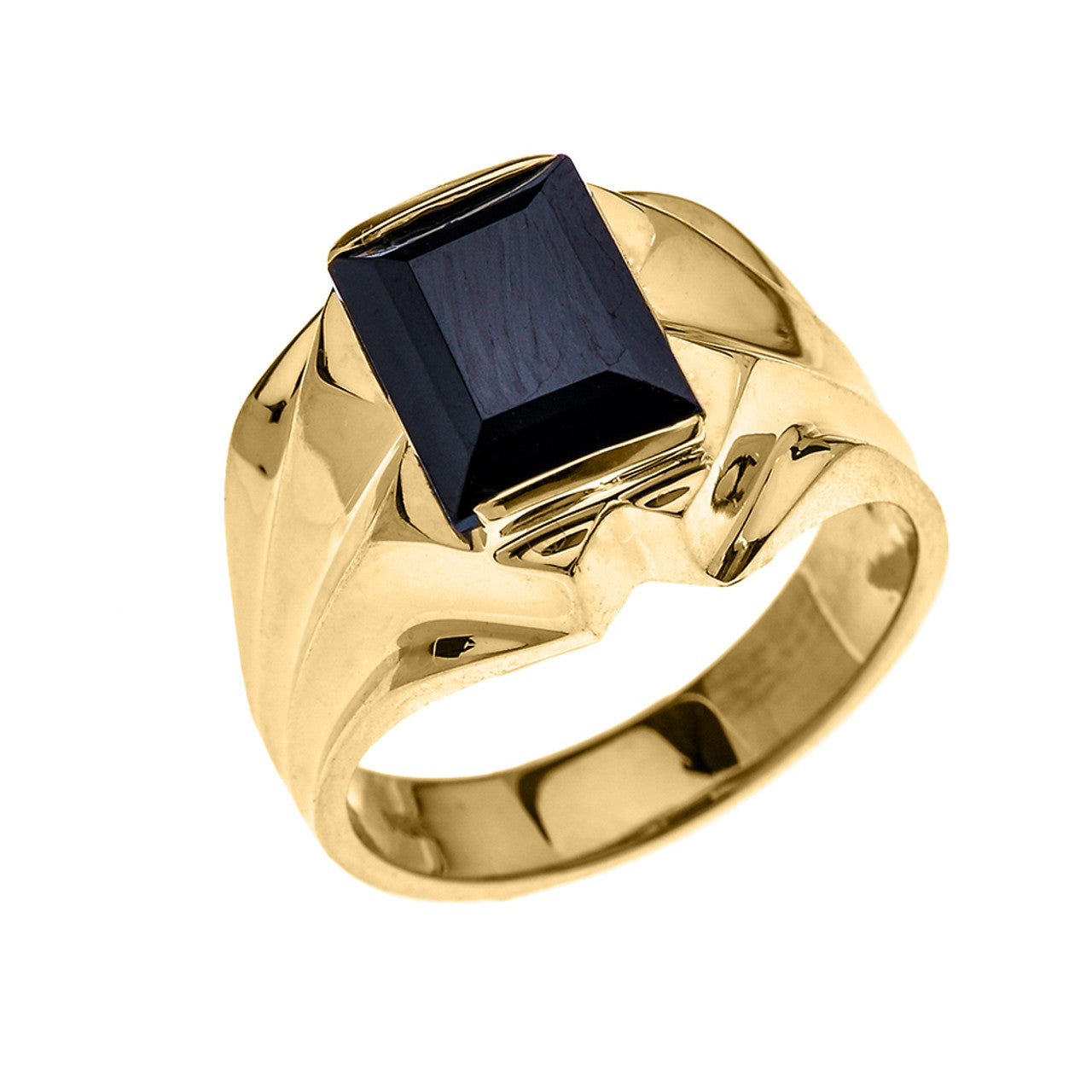 Men's Gold 4 Carat Black Onyx Bold Solitaire Ring(Available in Yellow/Rose/White)