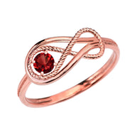 Garnet Rope Infinity Rose Gold Ring