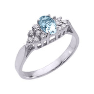 Solid Gold Aquamarine and Diamond Proposal Ring (Available in Yellow/Rose/White Gold)