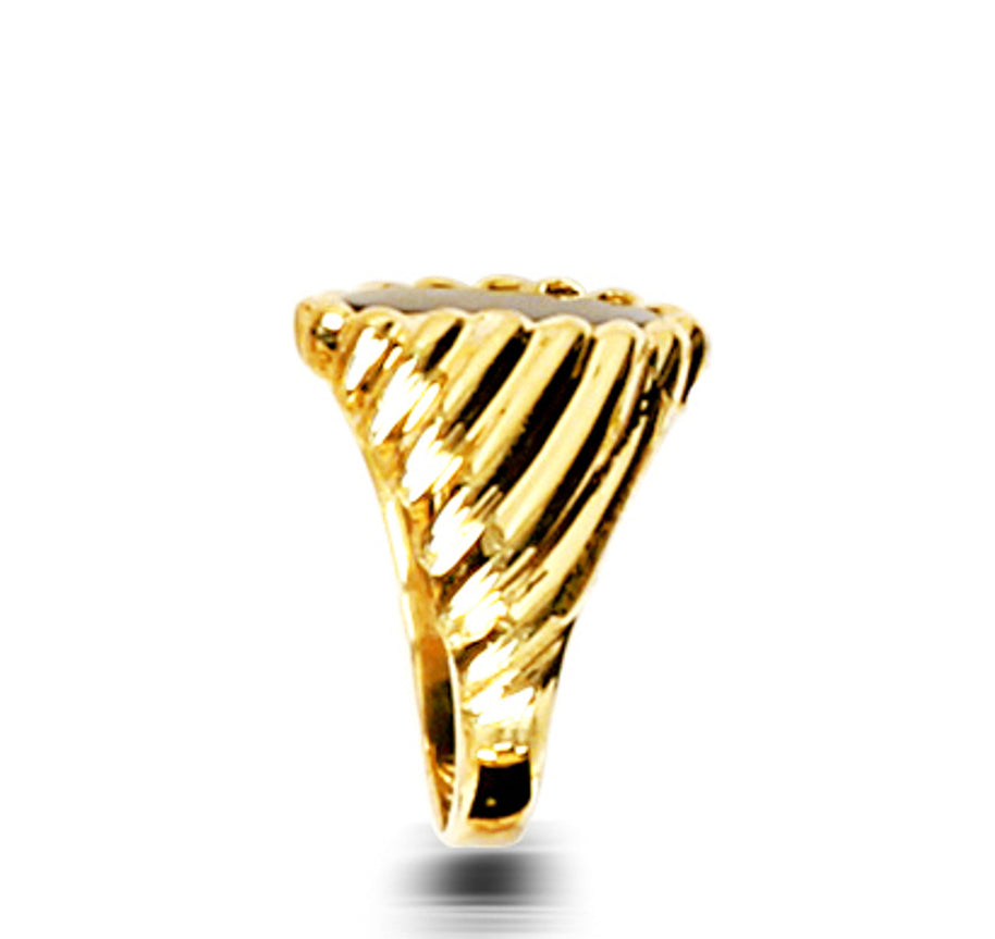 Gold Onyx Mens Swirl Ring