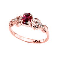 Rose Gold Diamond and Garnet Oval Solitaire Proposal Ring