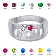 .925 Sterling Silver Custom Two Birthstone Mom Band Ring