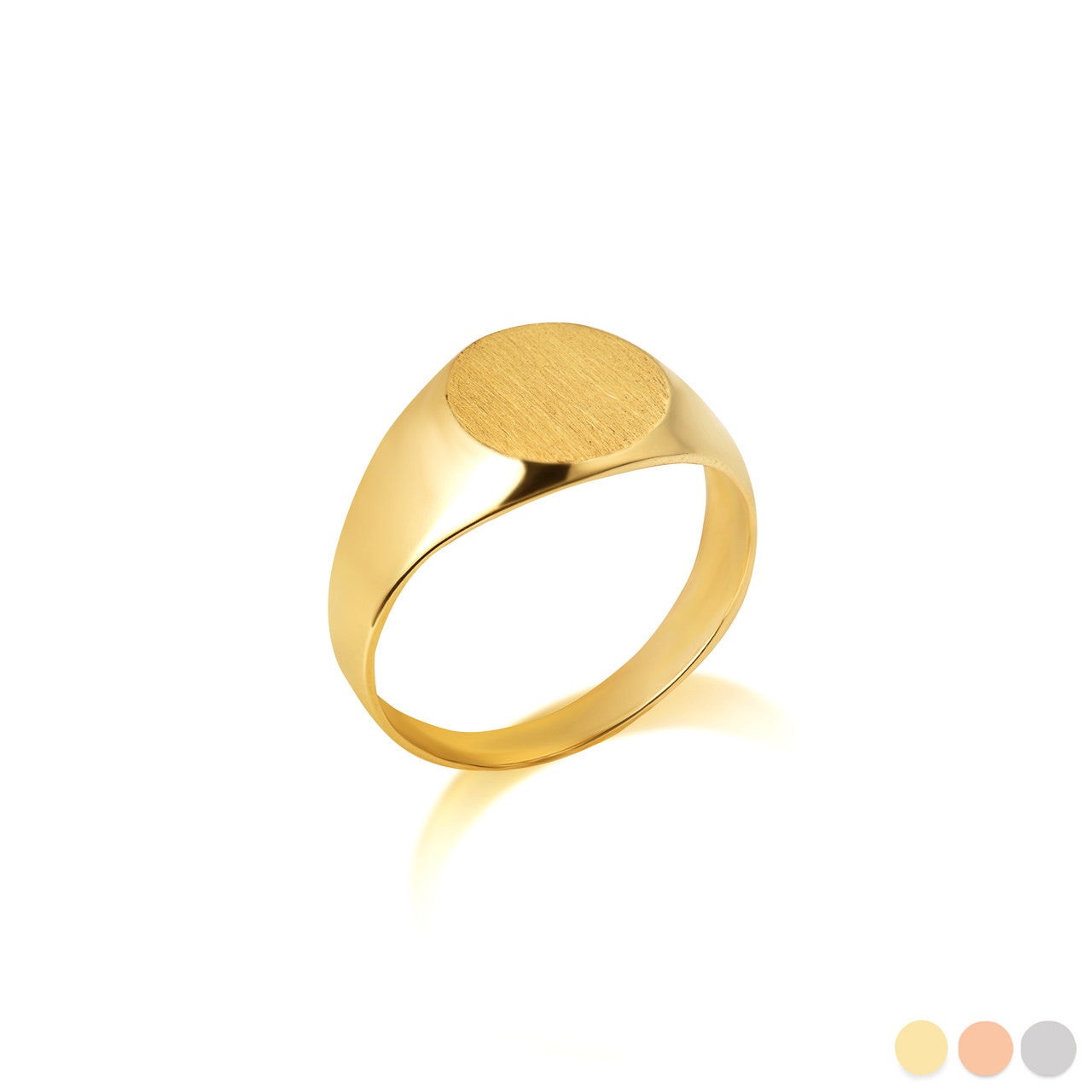 Gold Engravable ﻿Round Signet Pinky Ring (Available in Yellow/Rose/White Gold)