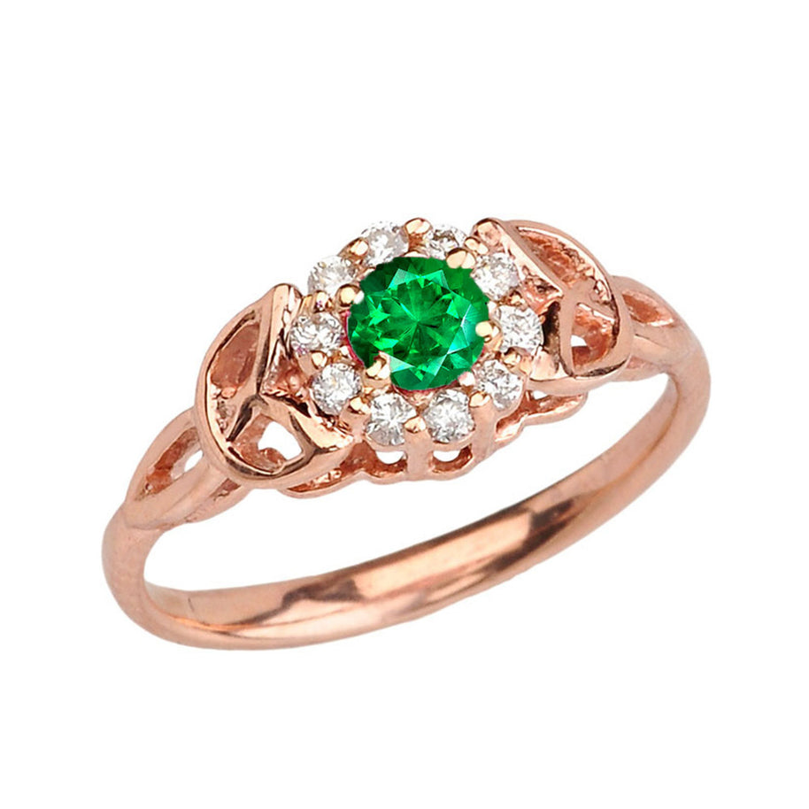 Rose Gold Diamond and Emerald Engagement/Promise Ring