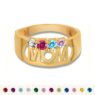Gold Custom Four Birthstone Mom Band Ring (Available in Yellow/Rose/White Gold)