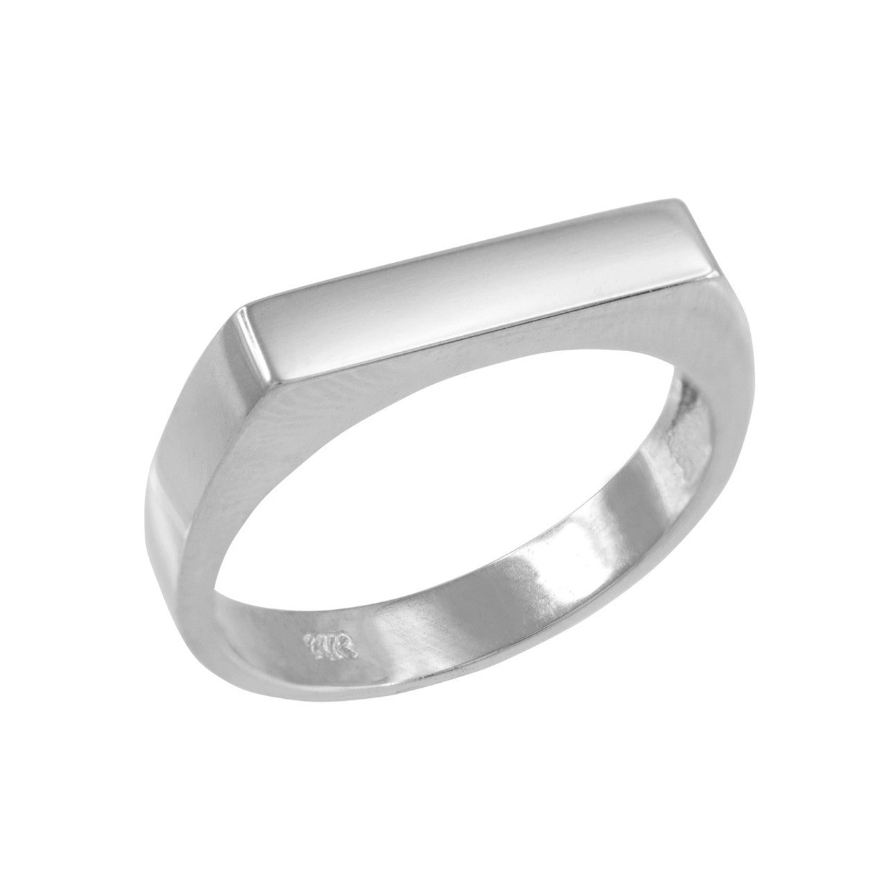 .925 Sterling Silver Bar Signet Ring