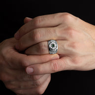 Gold Emerald CZ Celtic Cross Men's Ring (Available In Yellow/White Gold)