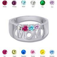 .925 Sterling Silver Custom Four Birthstone Mom Band Ring
