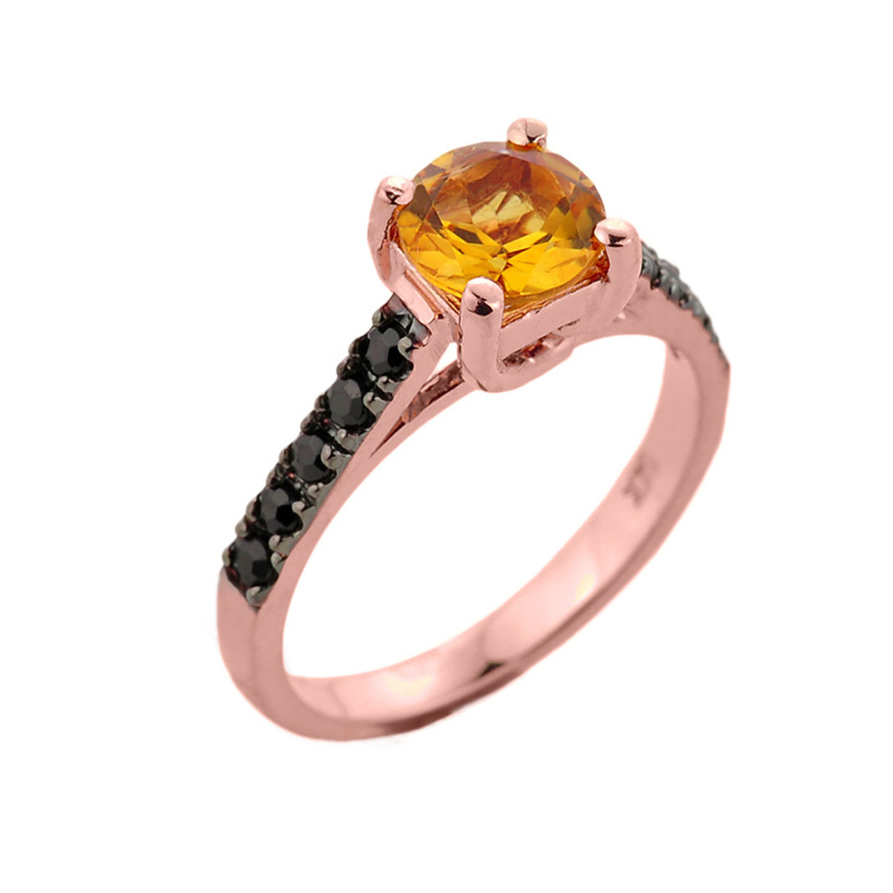 Rose Gold Citrine and Diamond Solitaire Proposal Ring