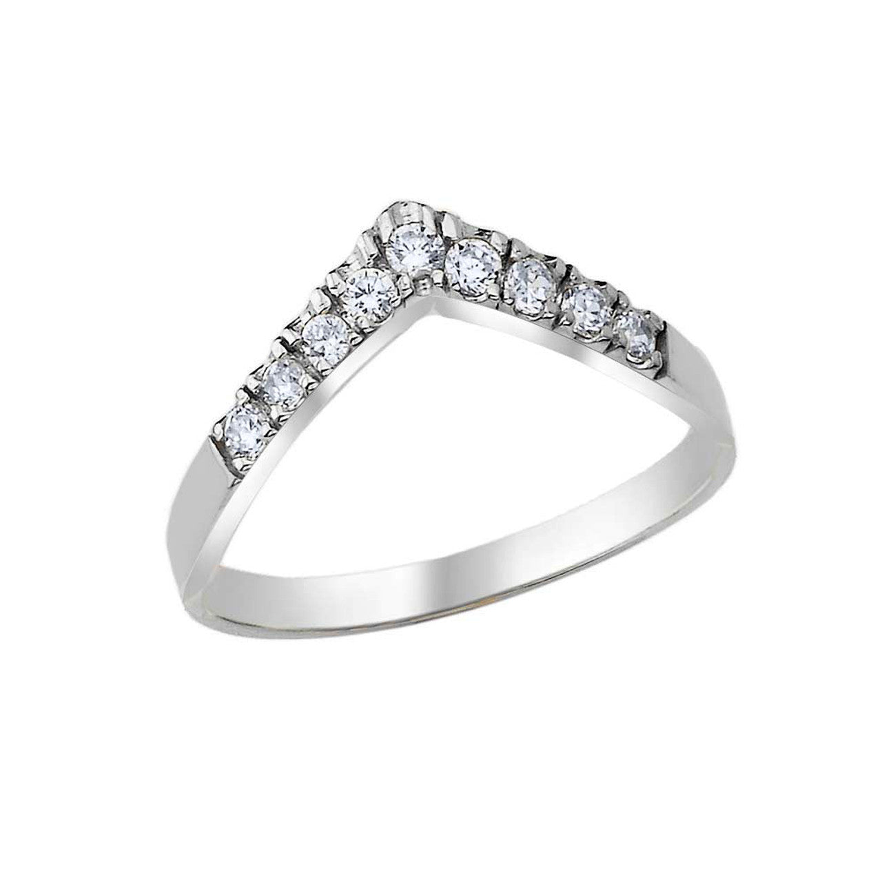 925 Sterling Silver Cubic Zirconia Chevron Ring