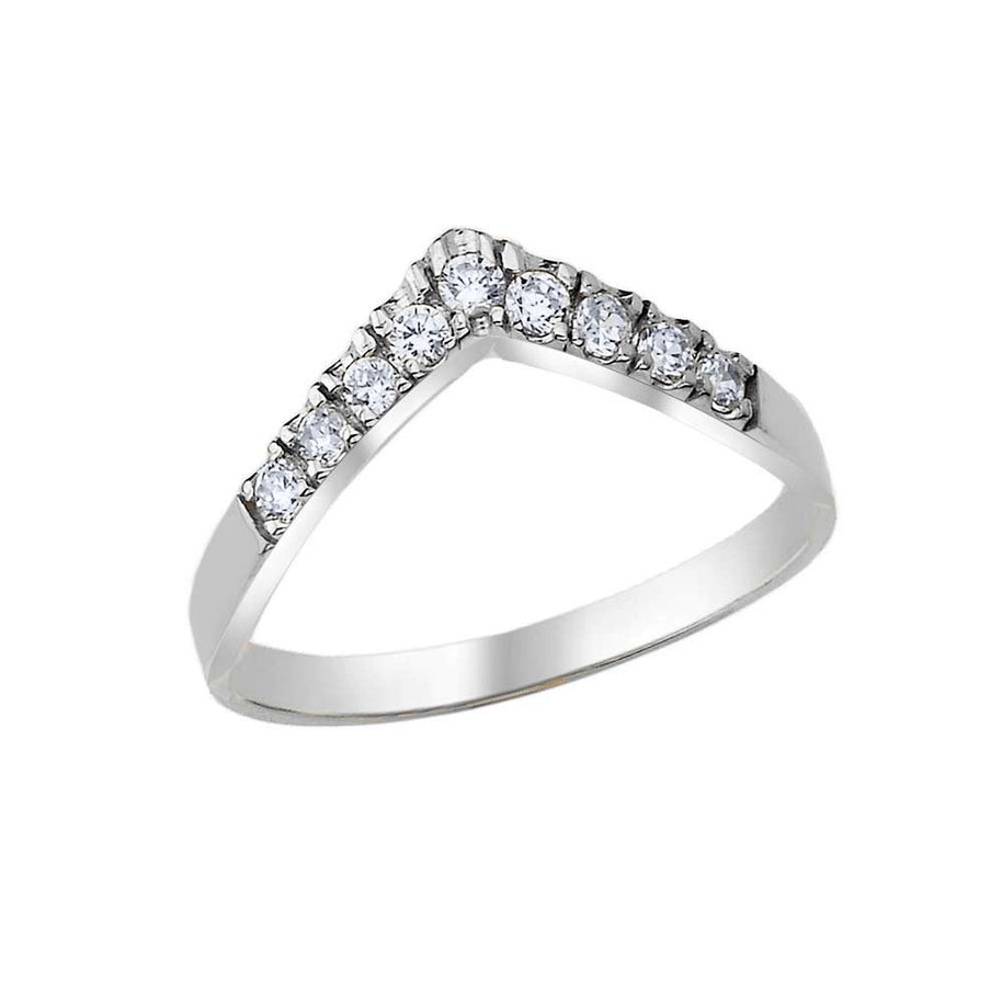 925 Sterling Silver Cubic Zirconia Chevron Ring